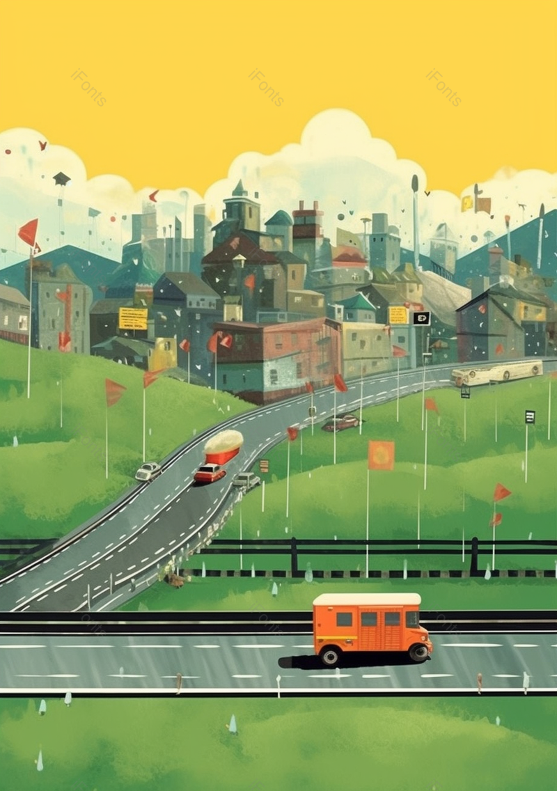 手绘夏季小满城市道路背景,插画/手绘图,插画/手绘图库,插画/手绘图下载,插画/手绘